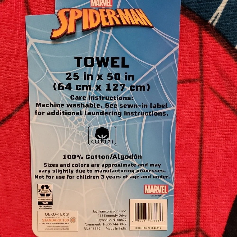 Marvel Spider-Man Towel in Blue and Red